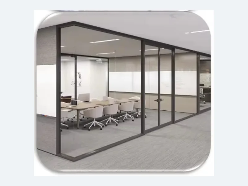 Meeting room glass changing from clear to private